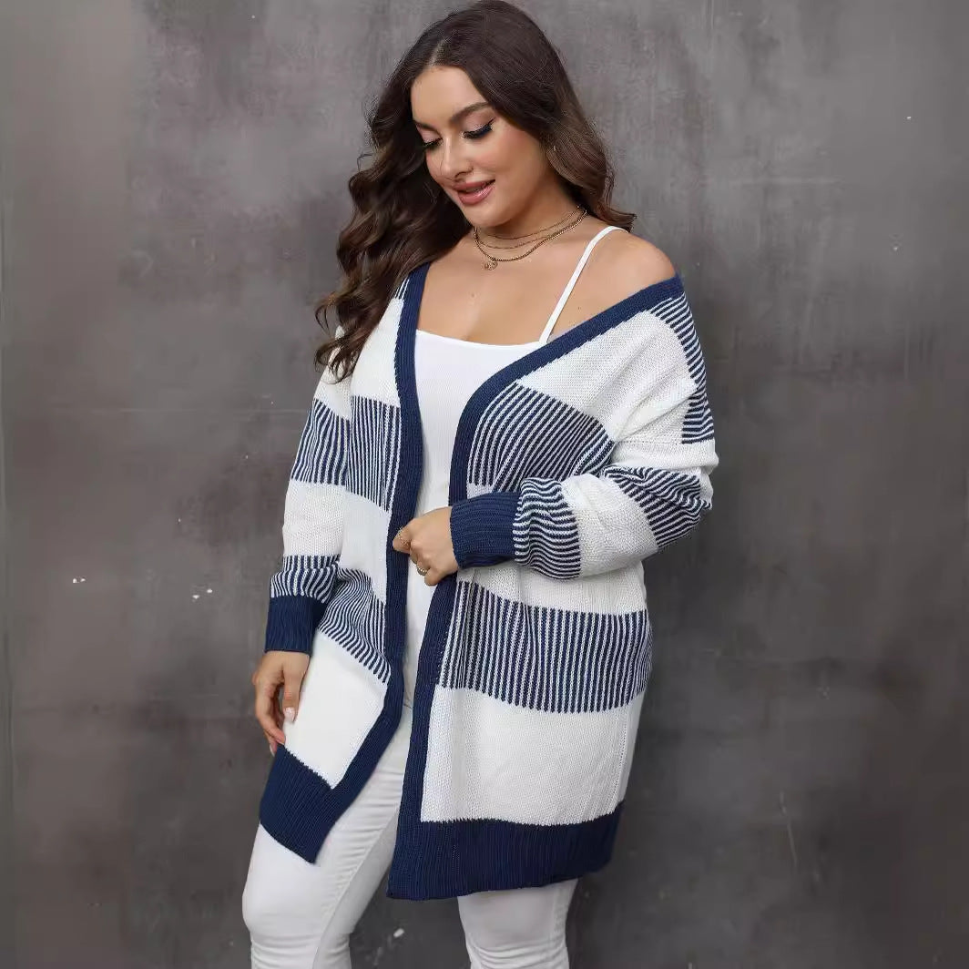 Colour-Block Striped Longline Cardigan - view 3