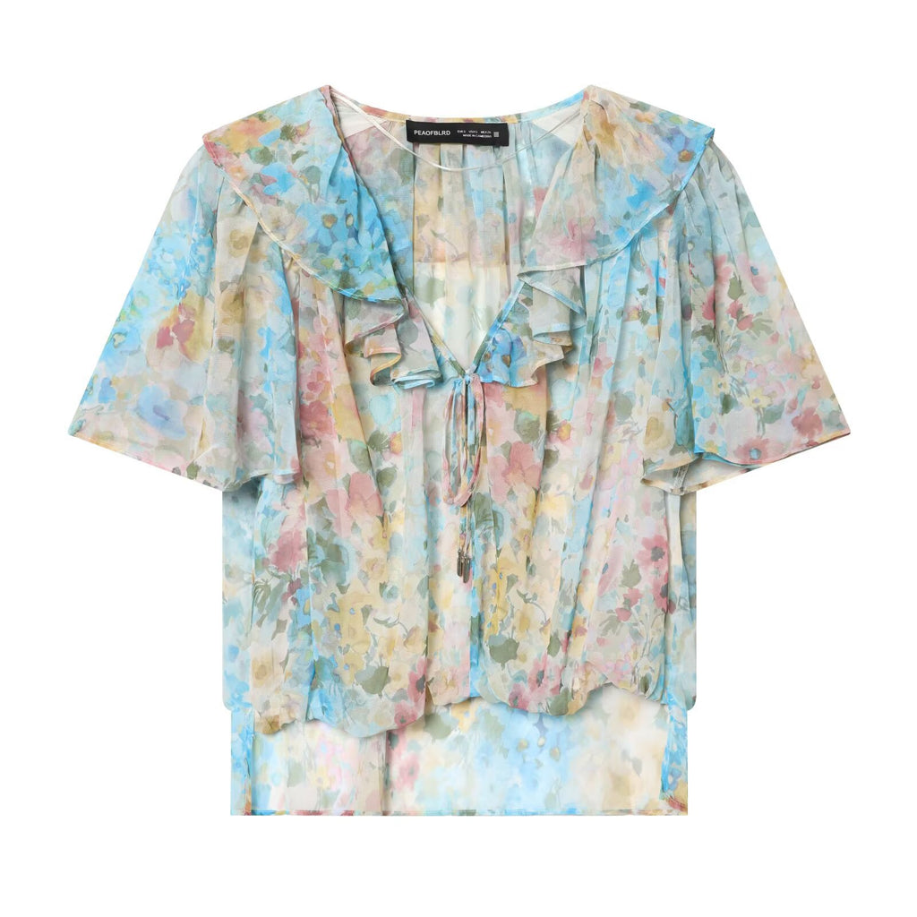 Camisa decorativa de capas con estampado floral