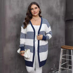 Colour-Block Striped Longline Cardigan - view 2
