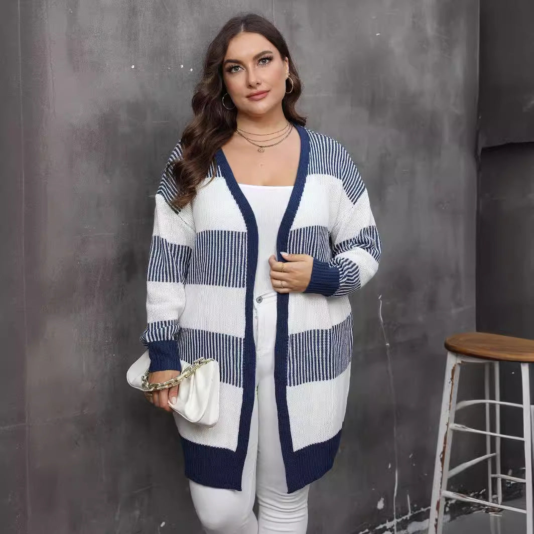 Colour-Block Striped Longline Cardigan - view 2