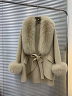 Fox-Fur Trim Wool-Blend Cape product image 9