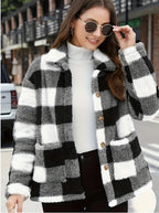Plaid Fleece Coat with Patch Pockets - view 9