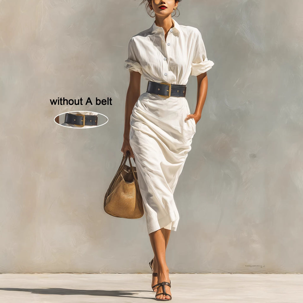 Folded-Waist Shirt Maxi Dress