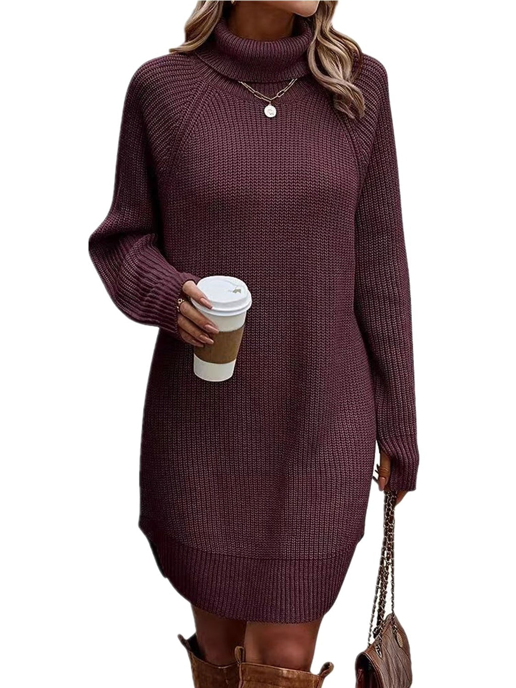 Cutout High-Neck Knit Dress