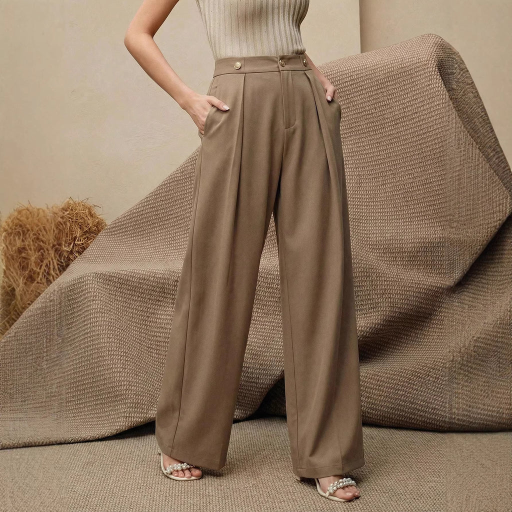 Flowing High-Waist Suit Trousers