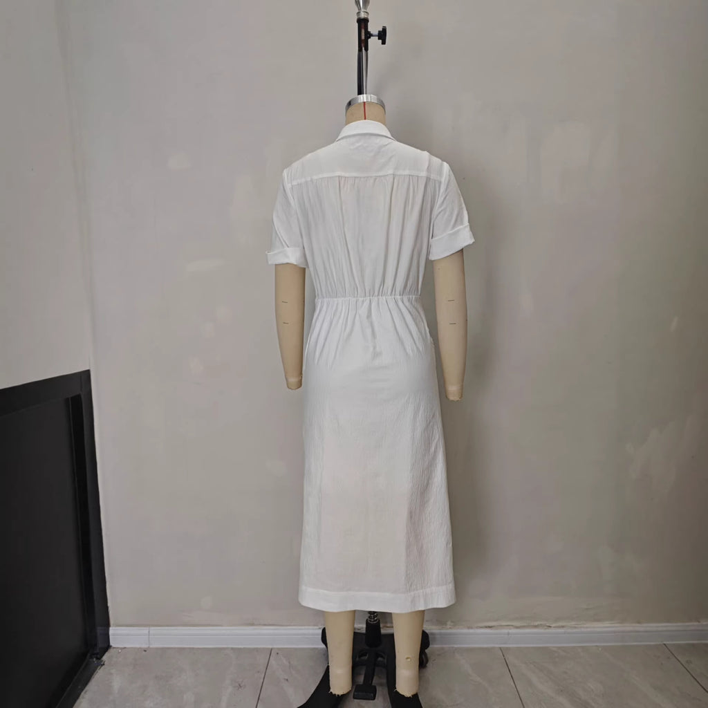 Folded-Waist Shirt Maxi Dress