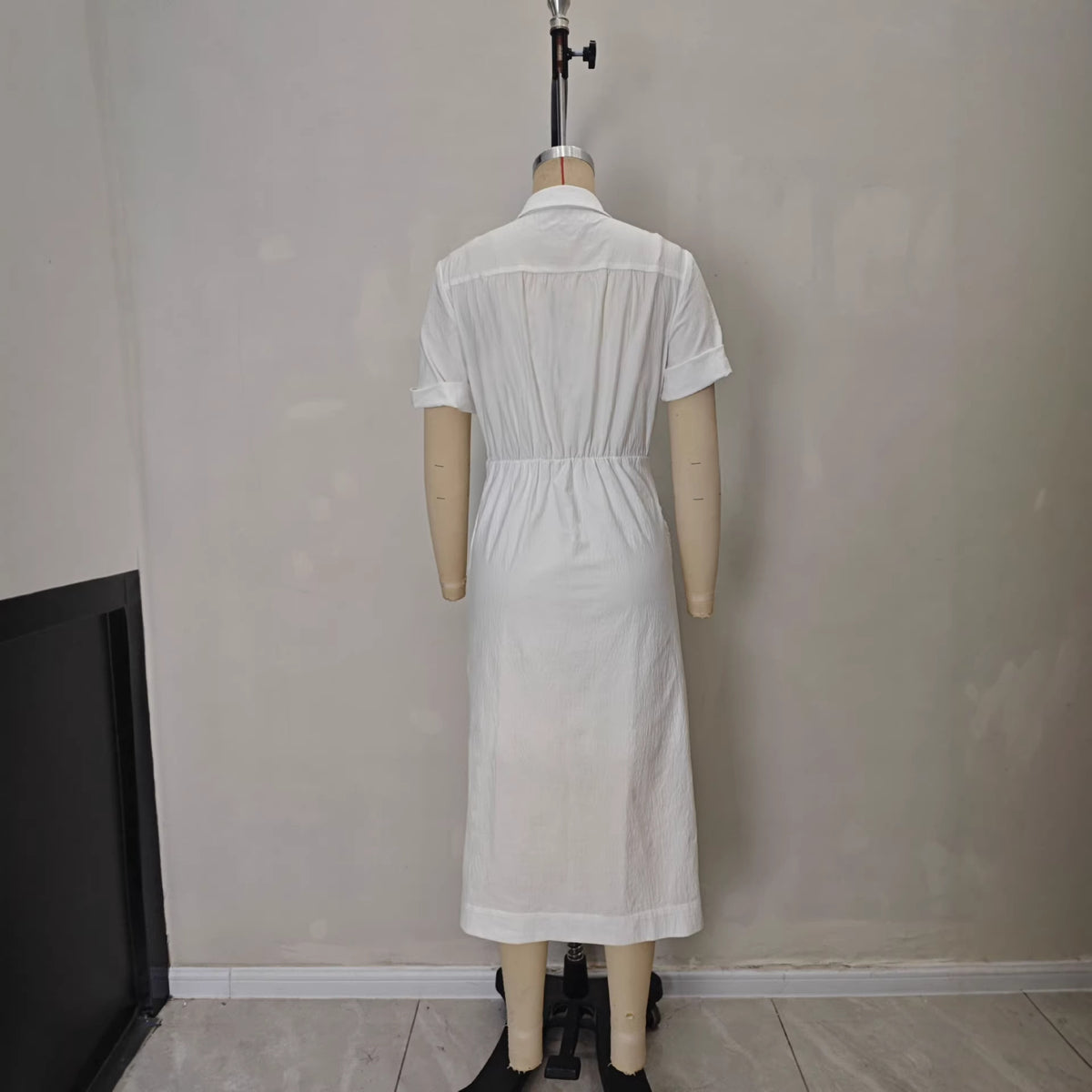 Folded-Waist Shirt Maxi Dress