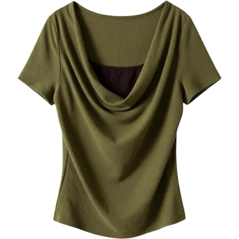 Faux T-shirt drapé en deux pièces à taille ajustée