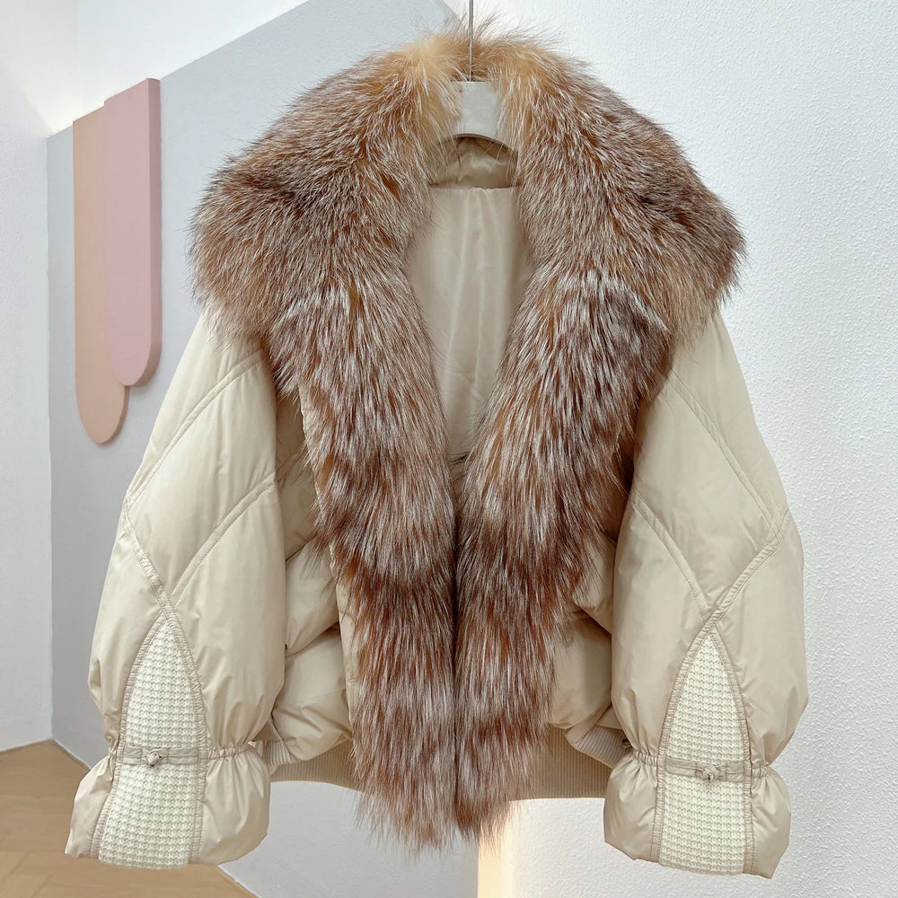 Duck Down Puffer with Silver Fox Fur Collar