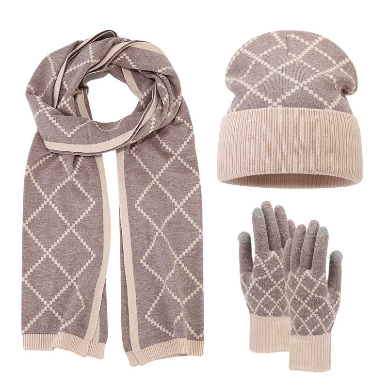 Knitted Winter Hat, Scarf & Gloves Set