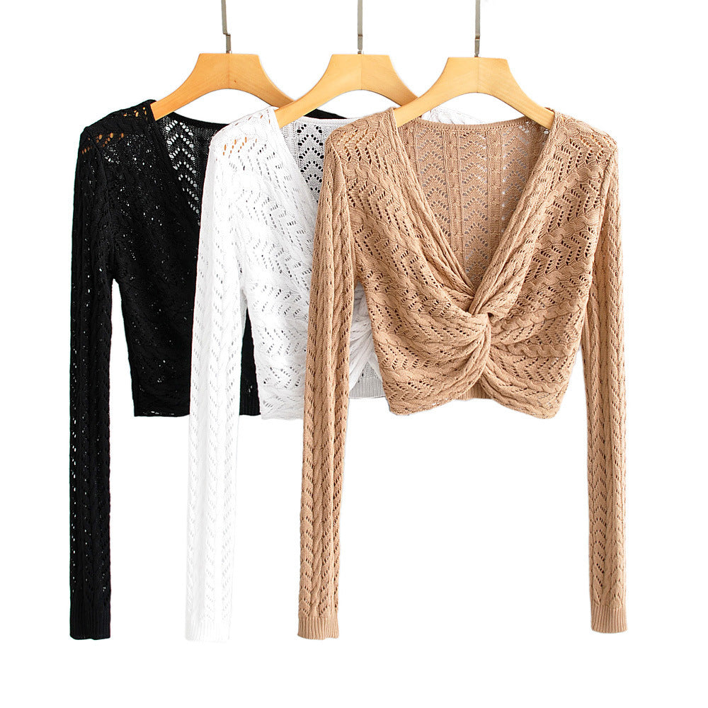 Pull Chic Tricot Croisé Ajoure