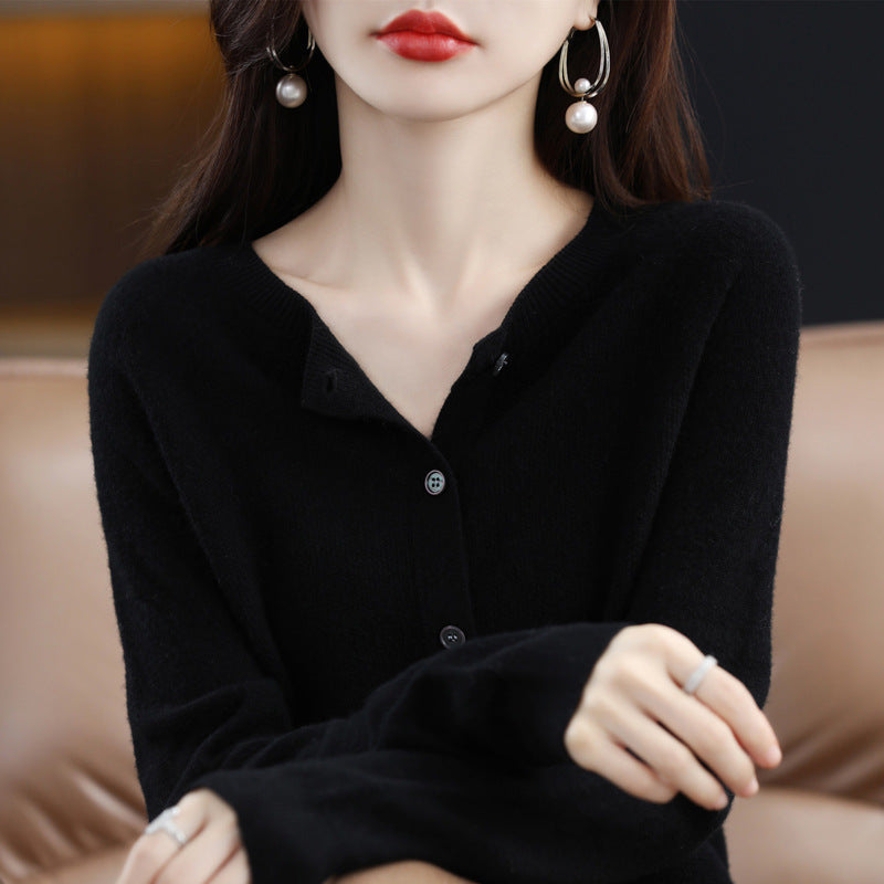 Textured Wool-Blend Knit Cardigan