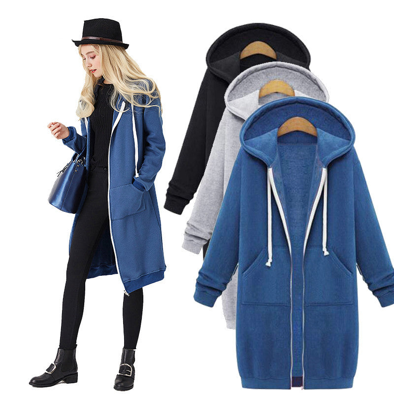 Oversized Fleece-Lined Hooded Zip Jacket - view 2