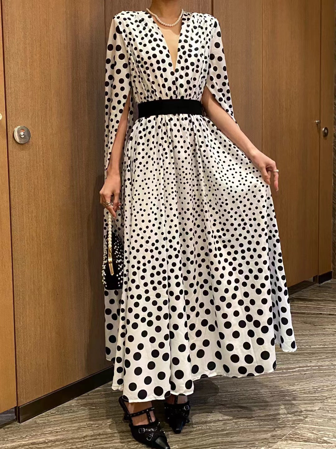 Polka-Dot Slit Maxi Dress — product image 3
