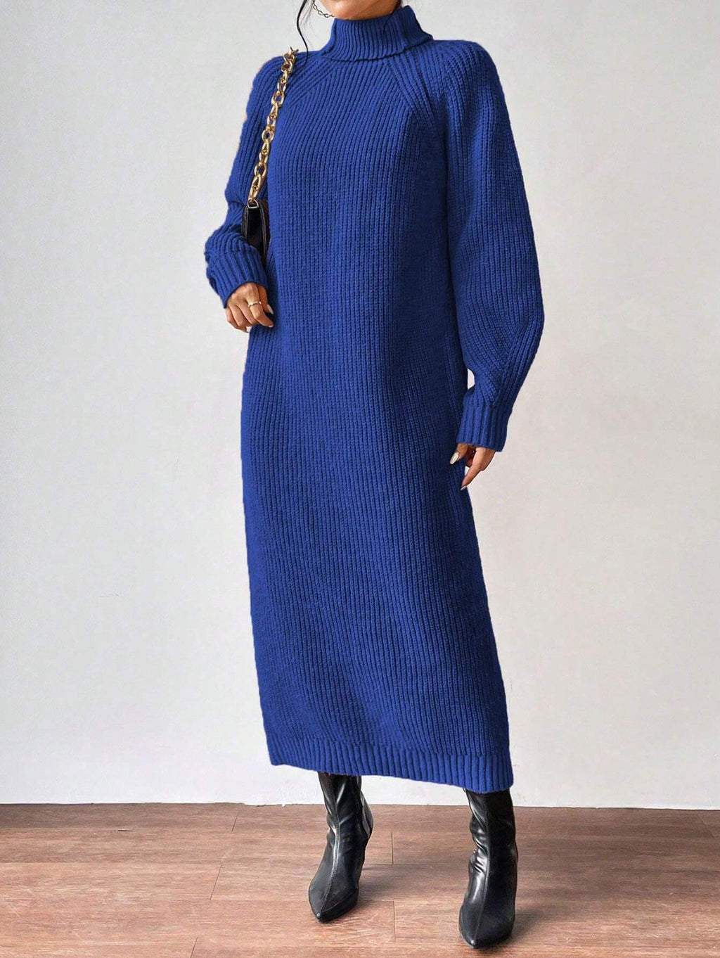 High-Neck Knit Maxi Dress