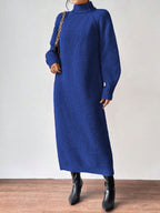 High-Neck Knit Maxi Dress
