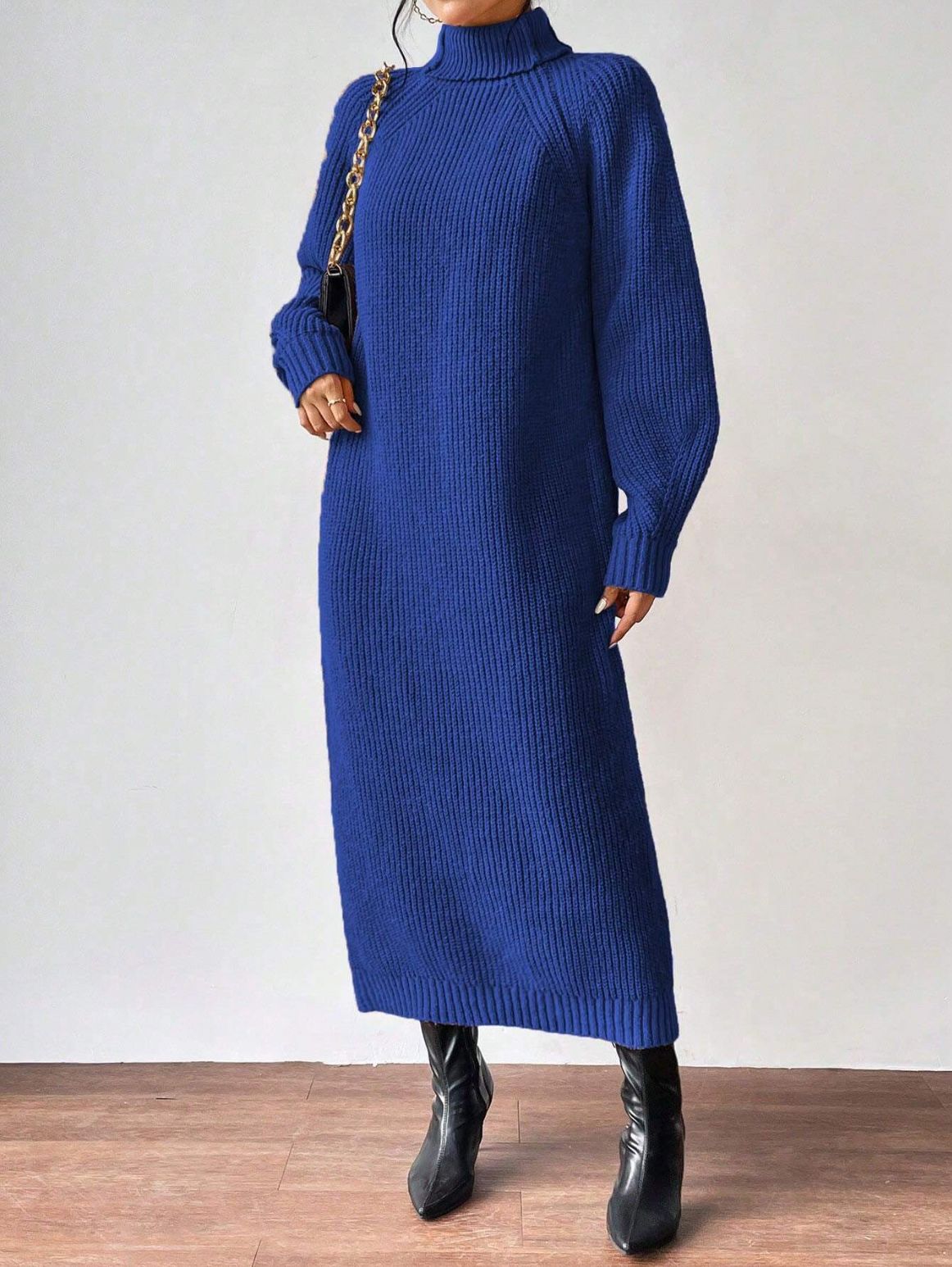 High-Neck Knit Maxi Dress