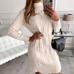 High-Neck Bodycon Knit Dress