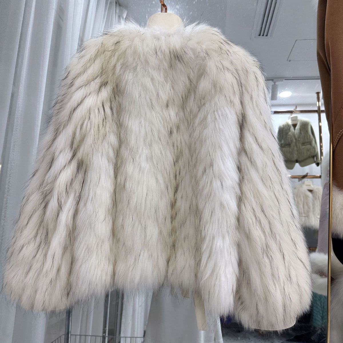 Striped Raccoon-Fur Short Coat product image 7