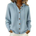 Hooded Button-Through Knit Cardigan Coat