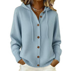 Hooded Button-Through Knit Cardigan Coat