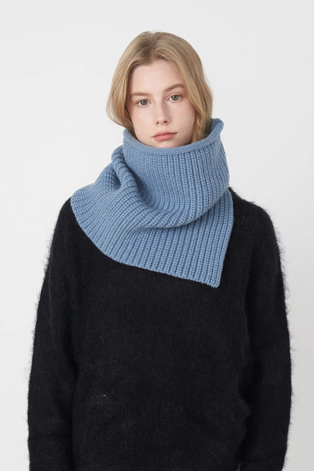 Slit Knit Scarf Pullover