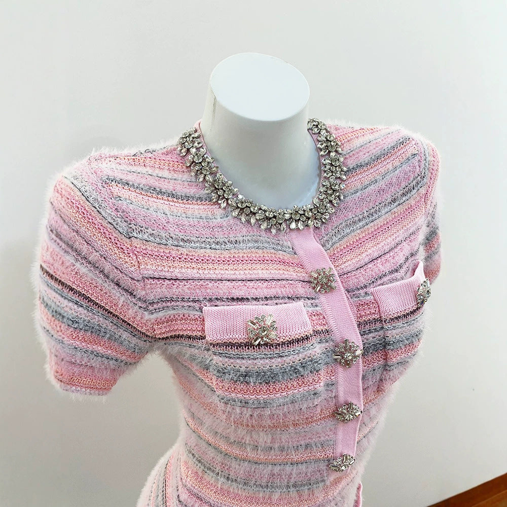 Vestido a rayas con bloques de color