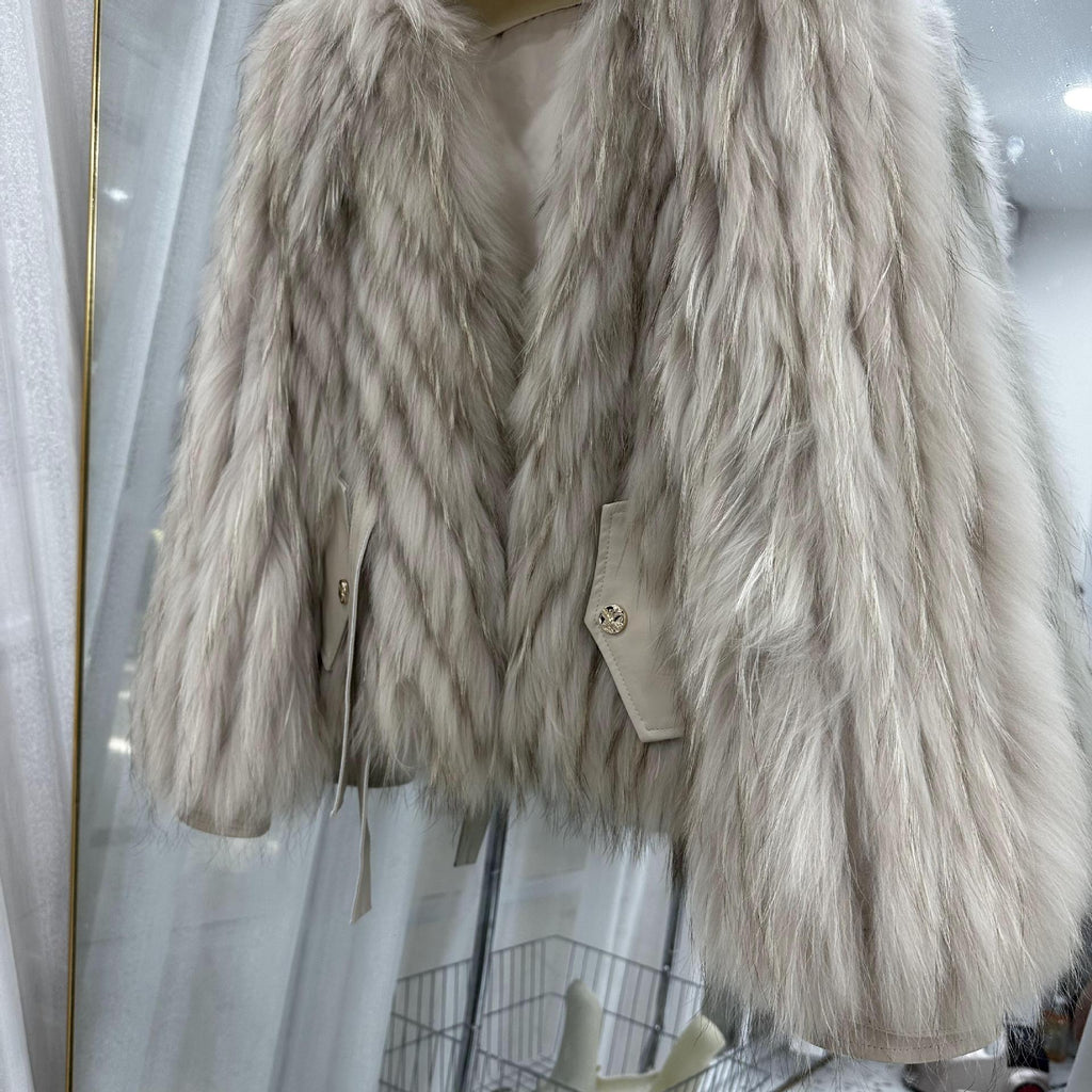 Striped Raccoon-Fur Short Coat product image 15
