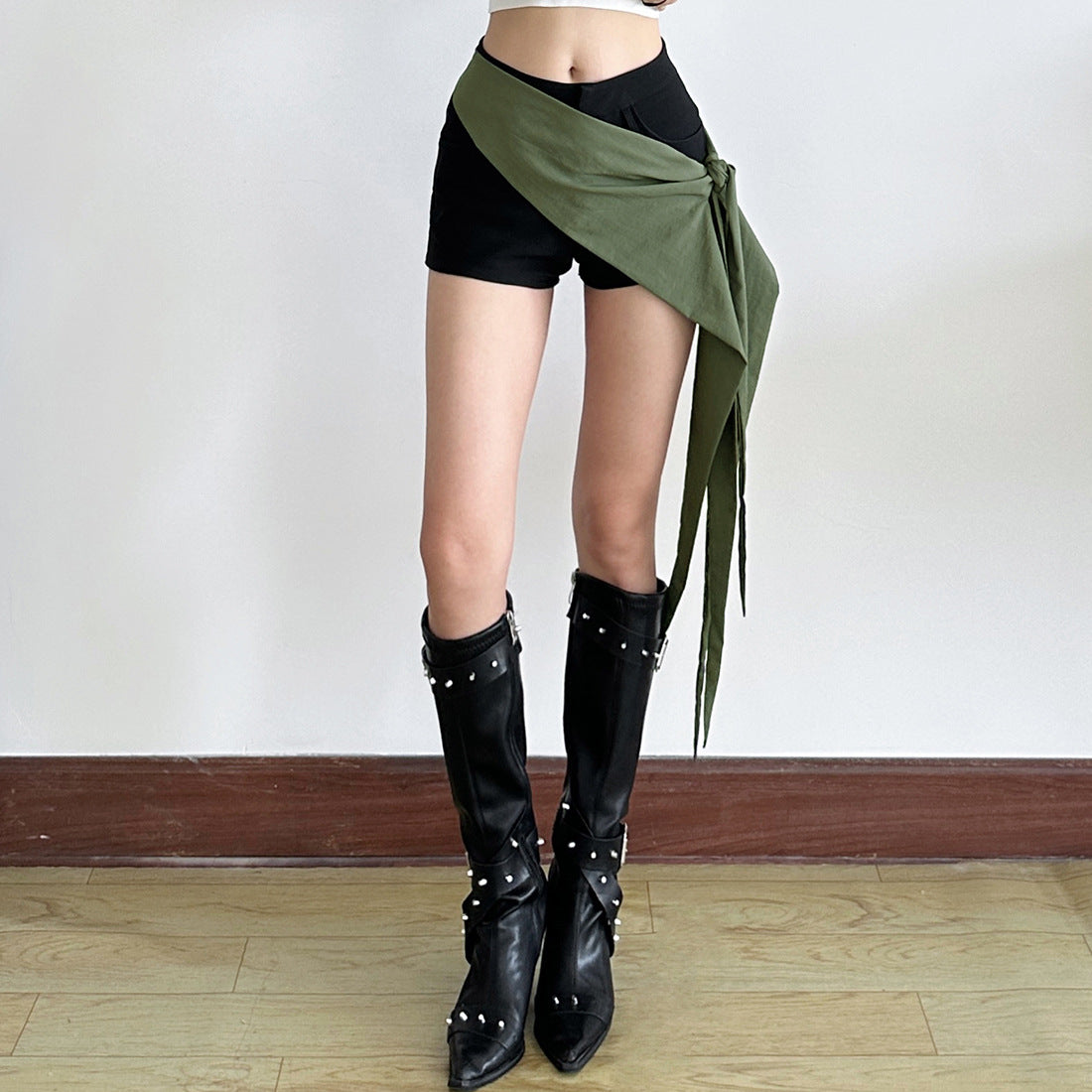 Patchwork Drawstring-Waist Trousers