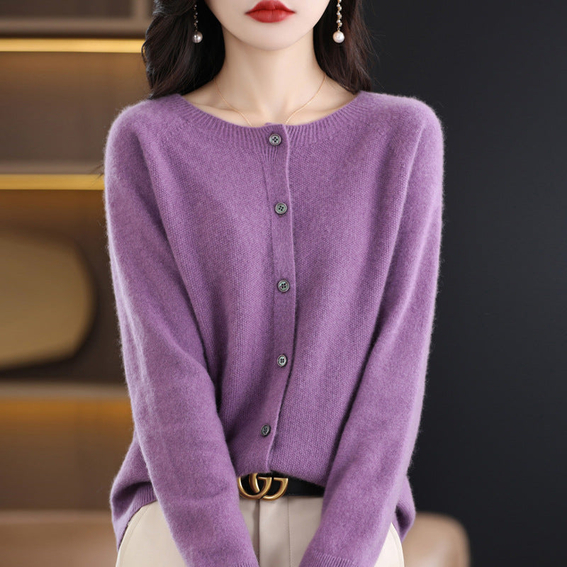 Textured Wool-Blend Knit Cardigan