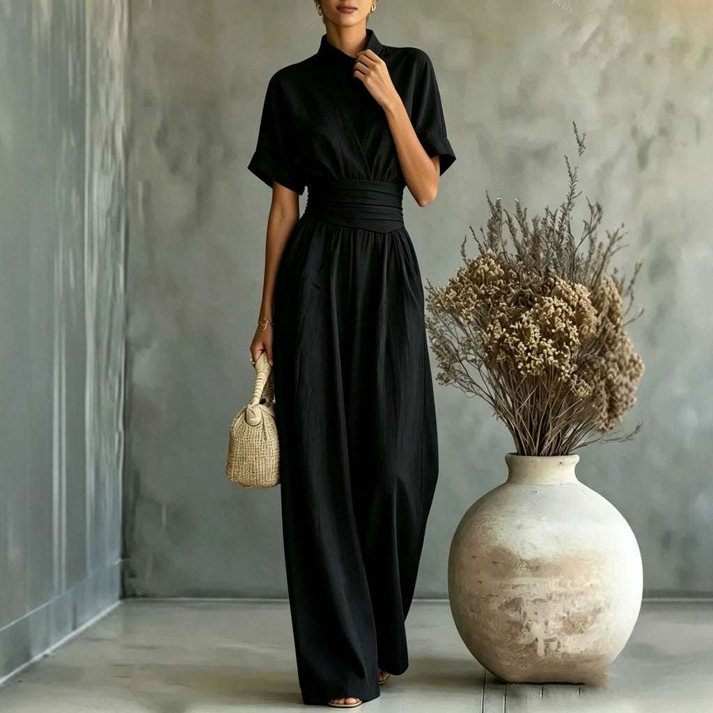 Mock-Neck Wide-Leg Jumpsuit