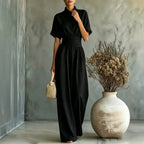 Mock-Neck Wide-Leg Jumpsuit