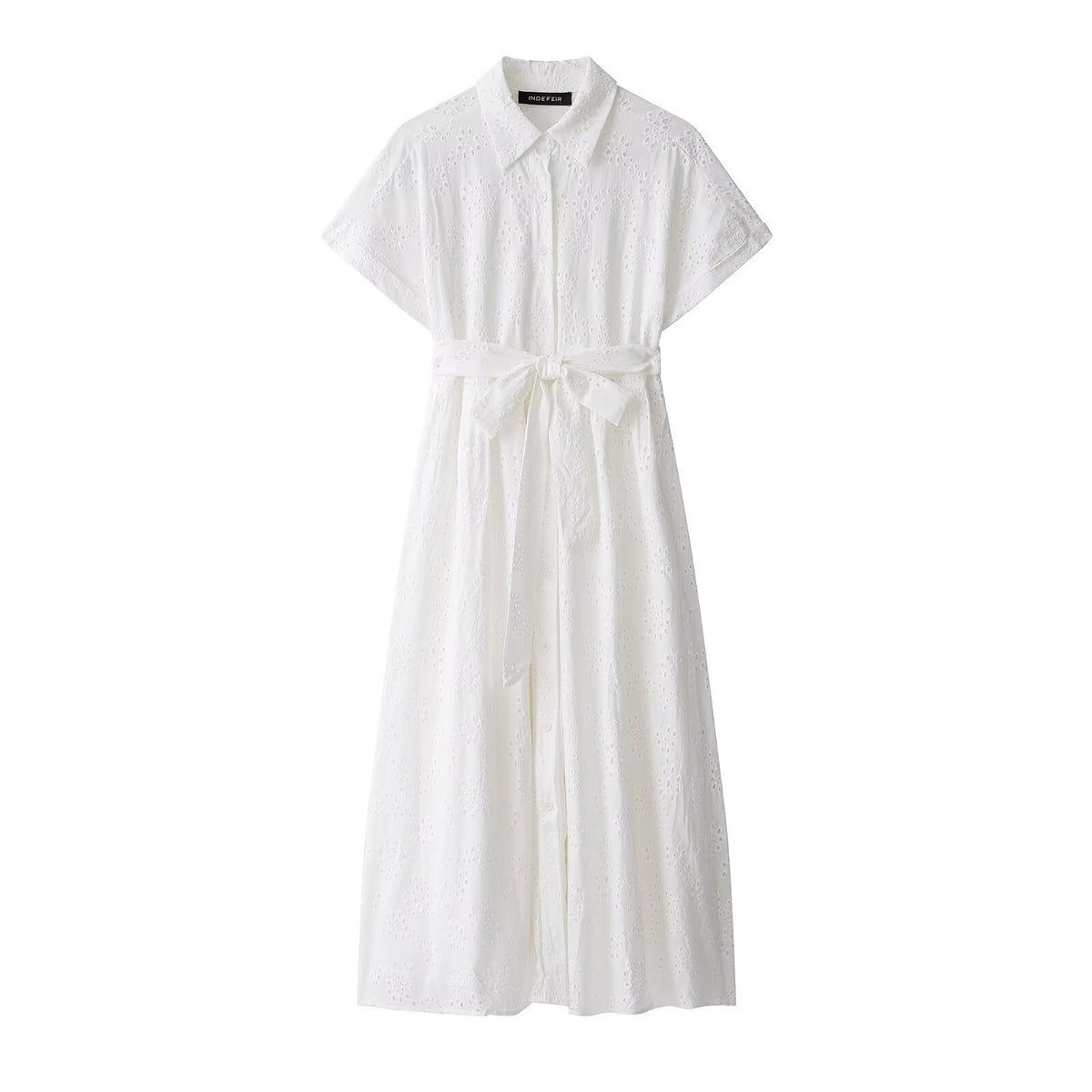 Embroidered Cutout Dress in White - view 5