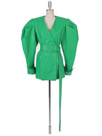 Puff-Sleeve Belted Faux Leather Jacket - view 2