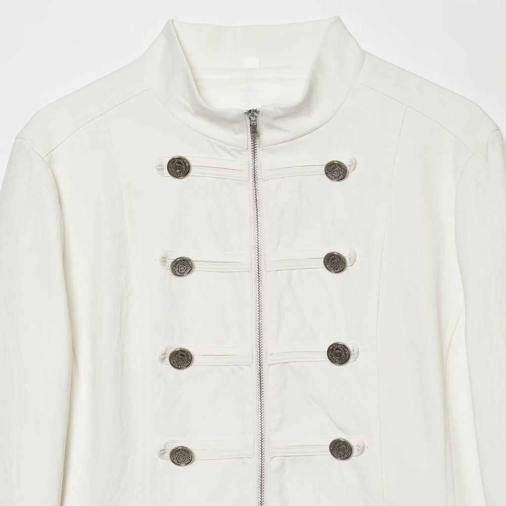 Stand-Collar Single-Breasted Blazer