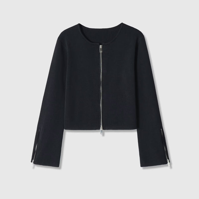 Round-Neck Zip-Front Jacket