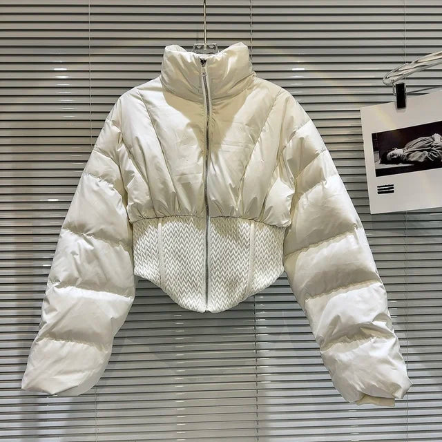 Cropped Spliced Puffer Jacket