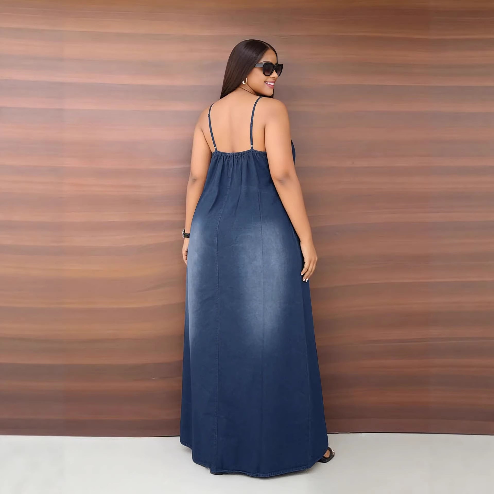 Relaxed Pocket Denim Midi Dress