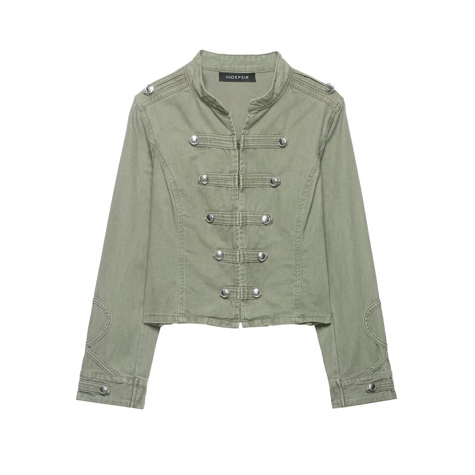 Button-Trim Slim-Fit Jacket
