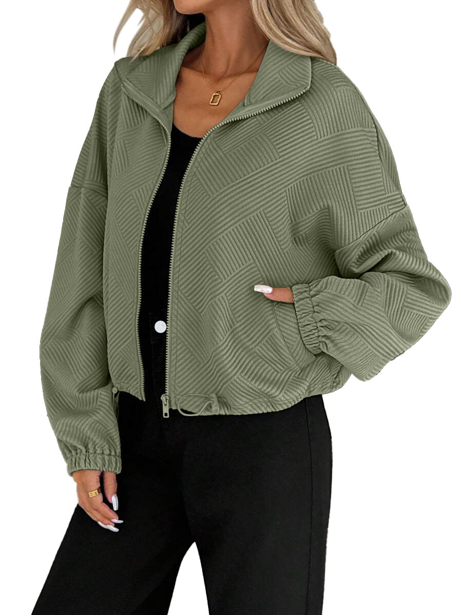 High-Neck Drawstring Utility Jacket