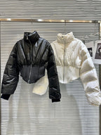 Cropped Spliced Puffer Jacket