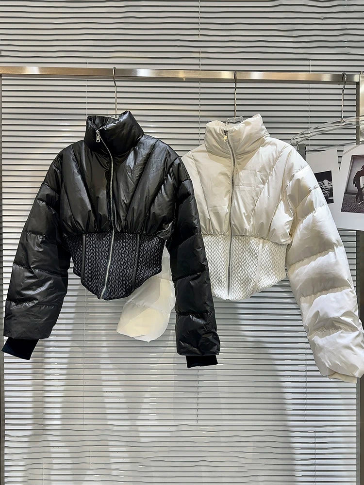 Cropped Spliced Puffer Jacket