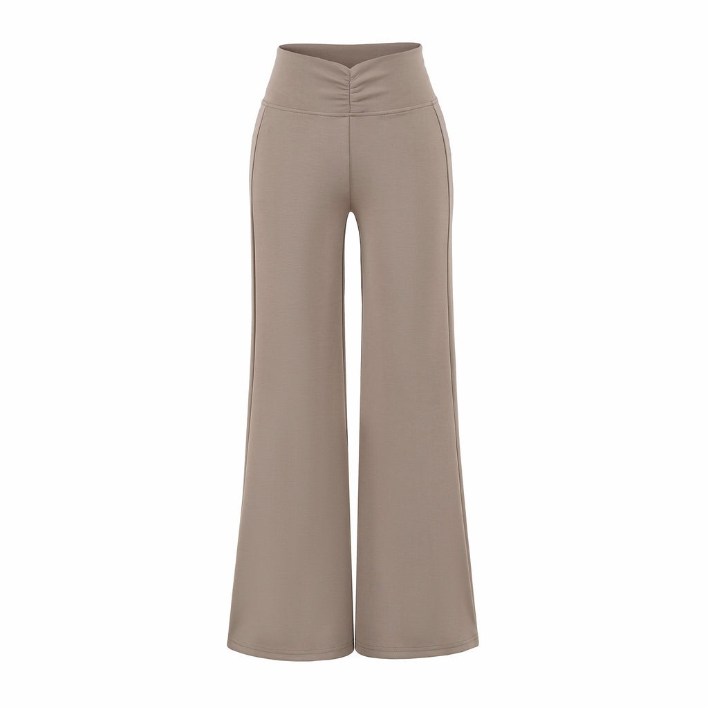 Pantalon de yoga décontracté évasé pour femme, taille mi-haute, extensible et toucher frais