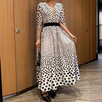 Polka-Dot Slit Maxi Dress