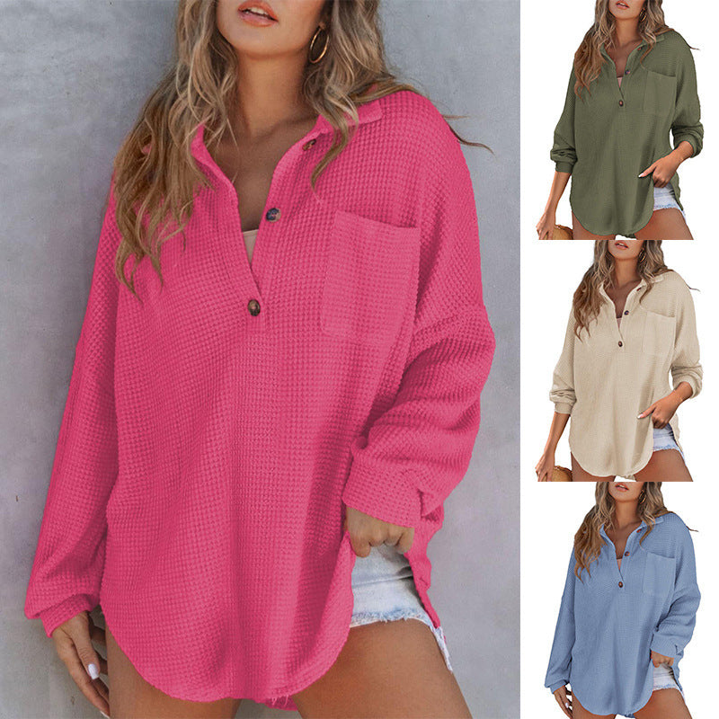 Waffle-Knit Cinched-Waist Top