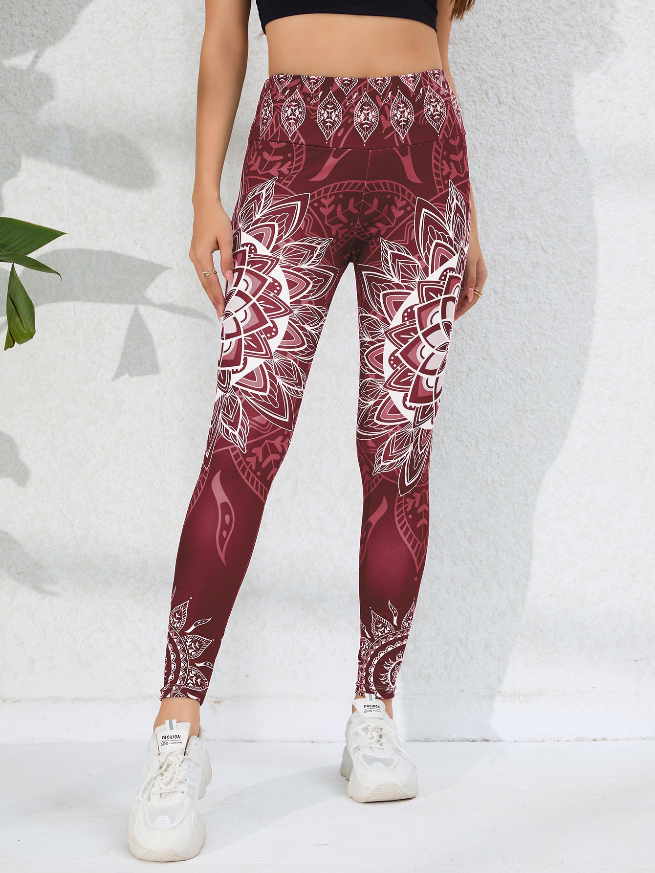 Pantalones de yoga para mujer con estampado de acuarela, de cintura alta, control de abdomen, levantamiento de glúteos, de secado rápido