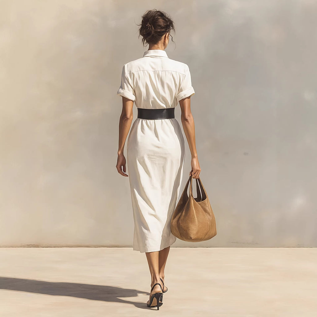 Folded-Waist Shirt Maxi Dress
