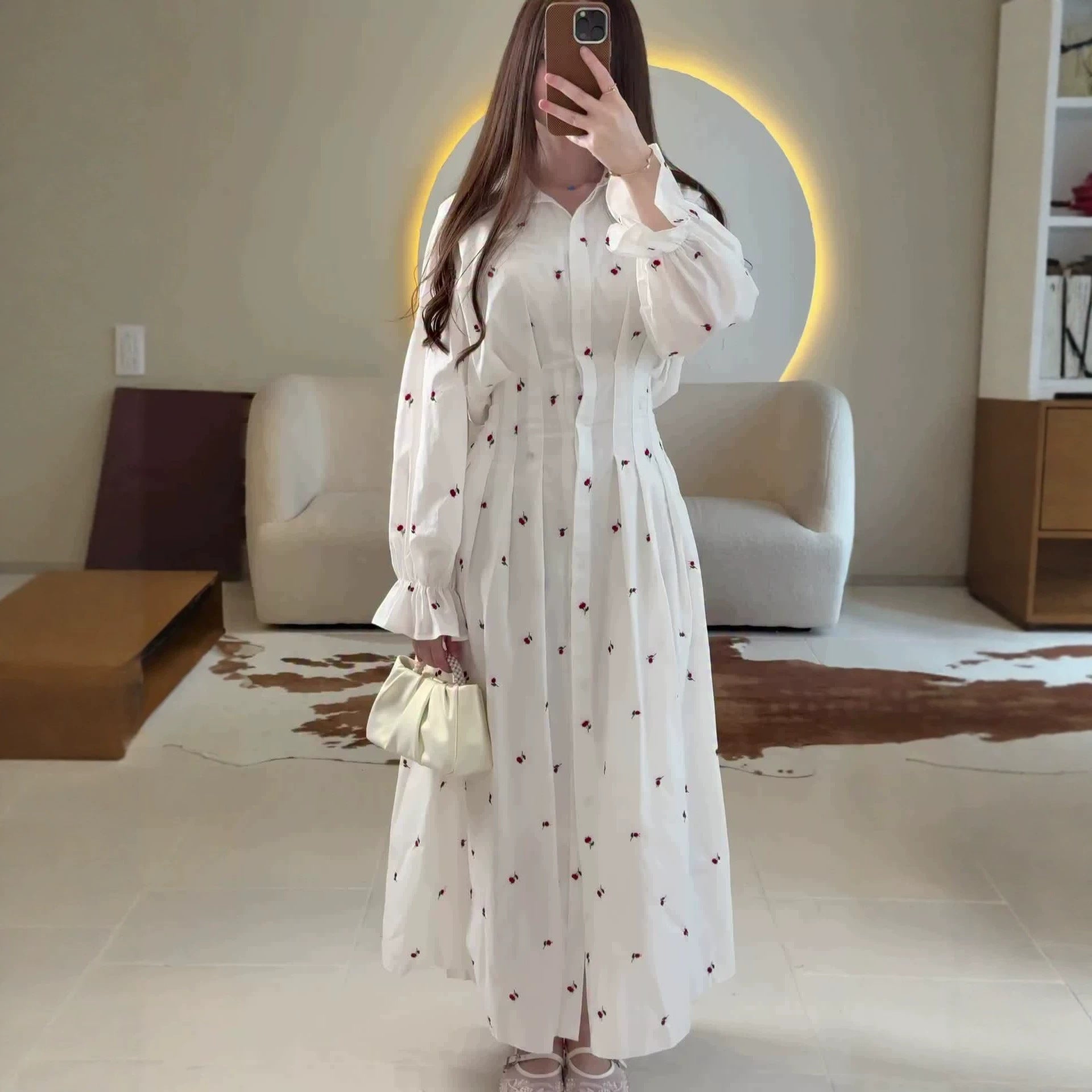 Floral Lapel Midi Dress