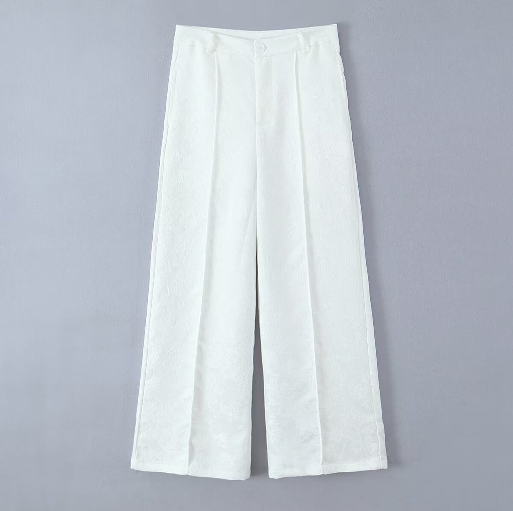 Jacquard Straight-Leg Trousers