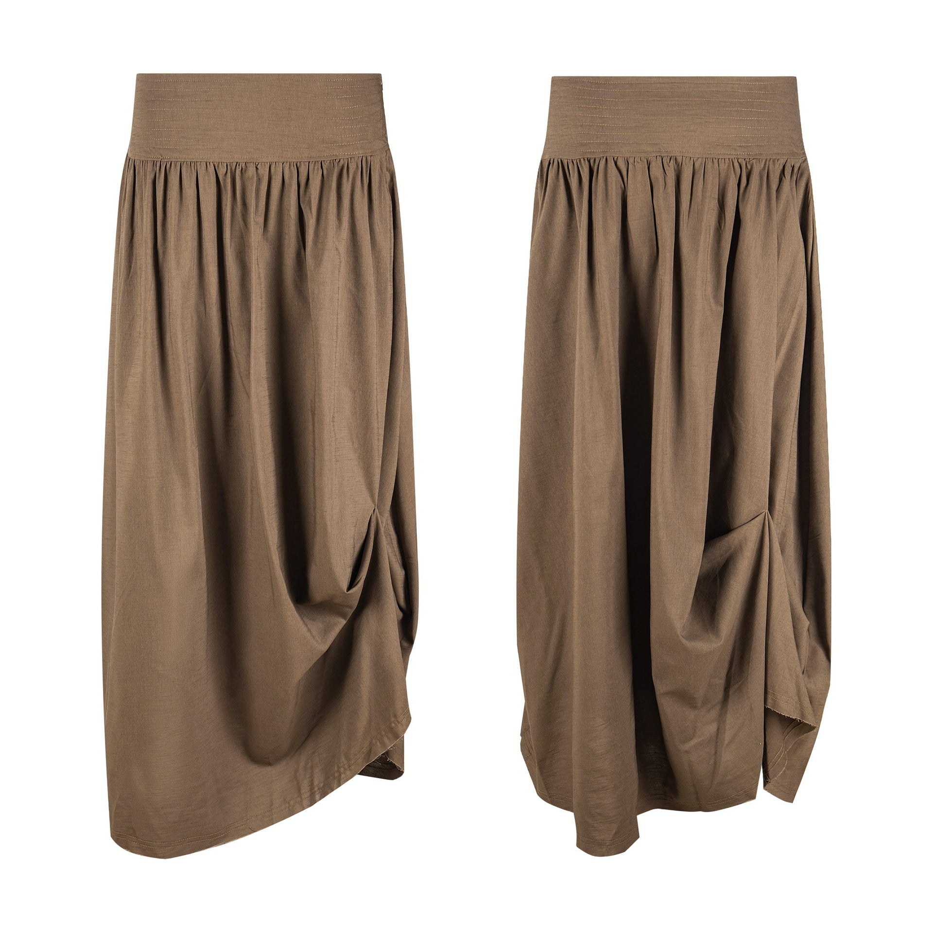 Pleated Asymmetric Midi Skirt